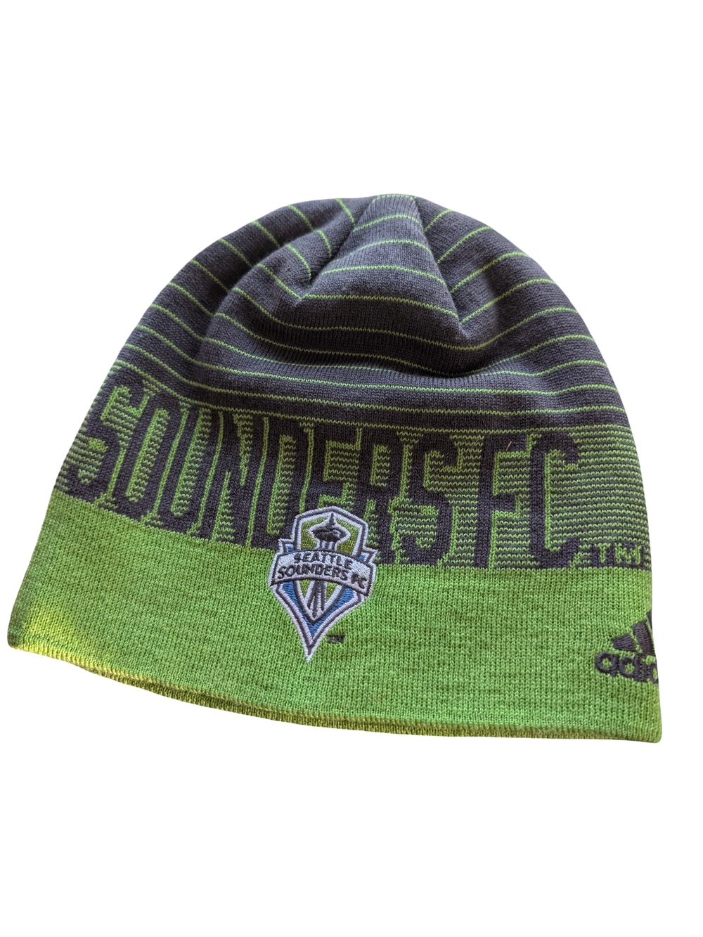 Adidas Seattle Sounders FC Green Gradient Striped Beanie Hat